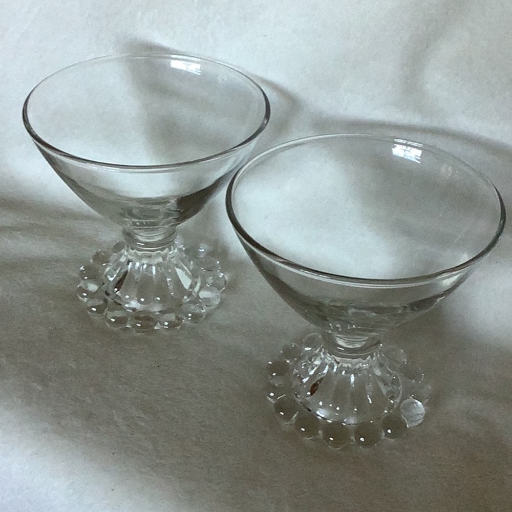 Vintage Clear Glass Berwick "Boopie" Stemmed Sherbet Dishes (2)